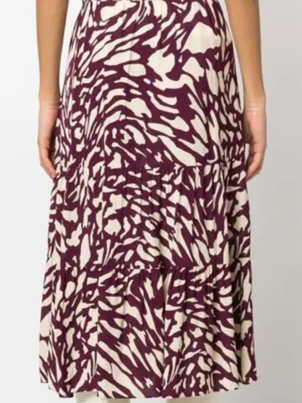 ba&sh Gianna Abstract Zebra Print Midi Skirt - Bordeaux Red - Size 3 / US Large - Picture 2 of 6